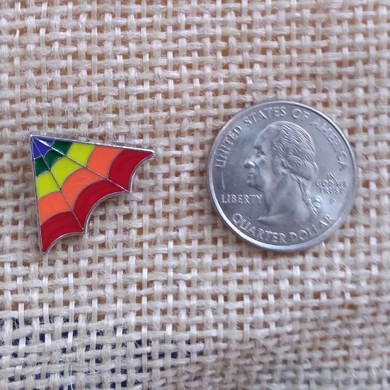 Image for Enamel rainbow spiderweb pin